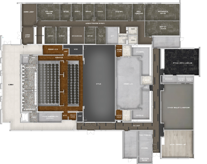 First floor plan of the Center for the Arts